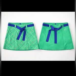 Nike Golf Reversible Dri-FIT Skirt Green Plaid Athletic Tie Waist Size L